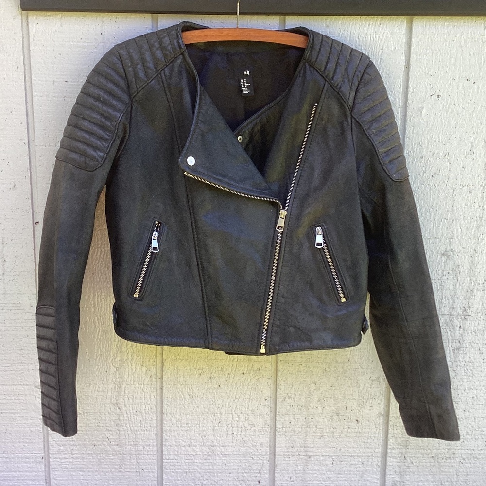 H&M leather moto JACKET 100% leather